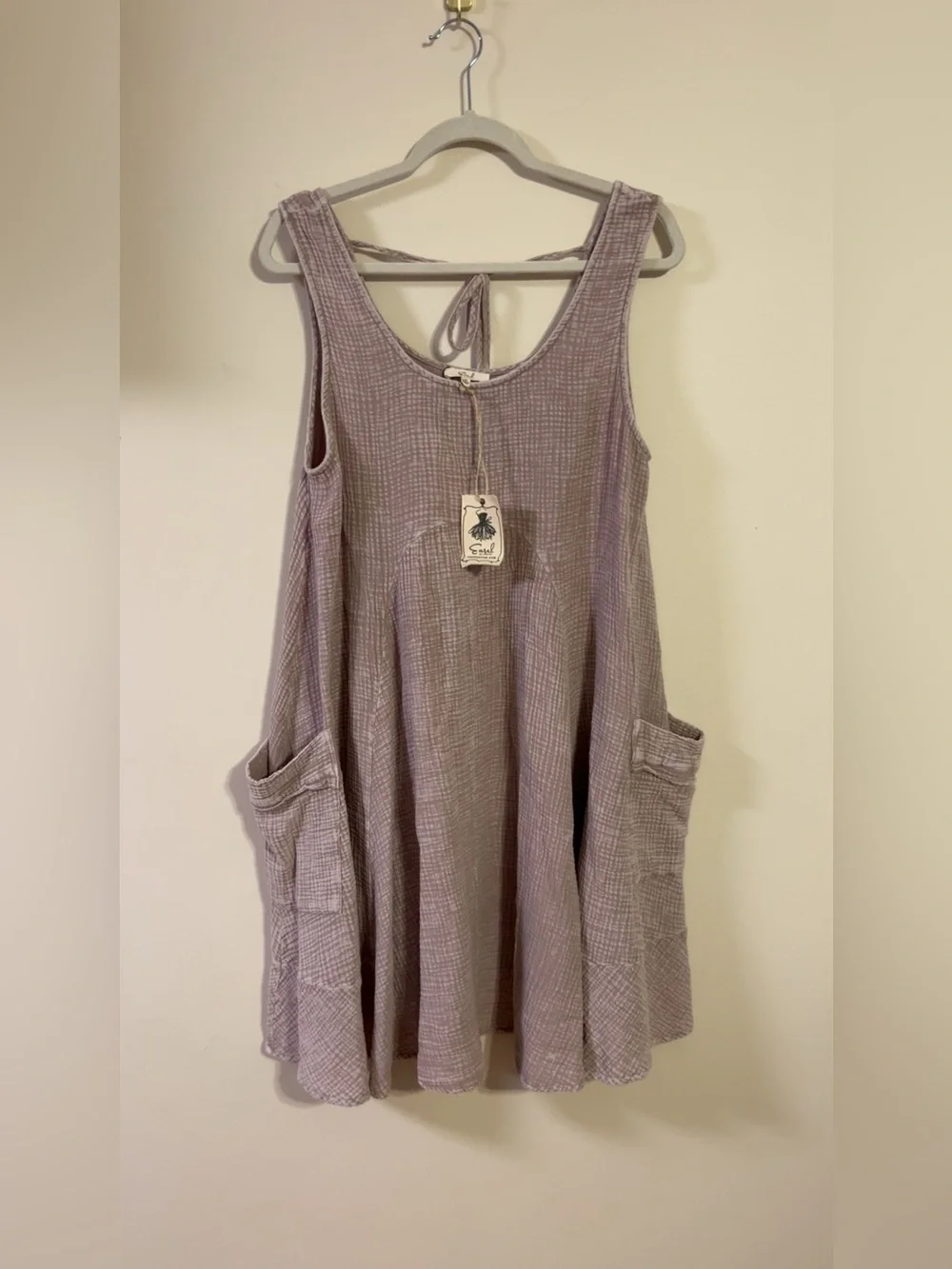 easel Mauve-Taupe Textured Sleeveless Pocket Dress